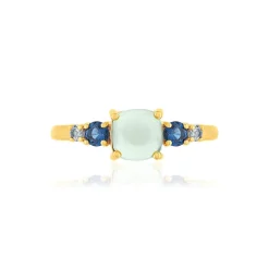 Bague plaqué or agate zirconias bleus
