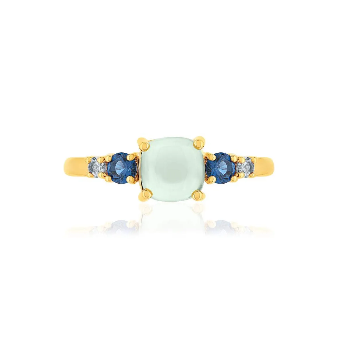 Bague plaqué or agate zirconias bleus