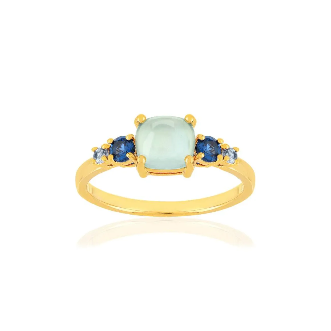 Bague plaqué or agate zirconias bleus