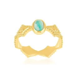 Bague plaqué or amazonites