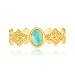 Bague plaqué or amazonites