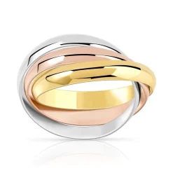 Bague plaqué or argent 925 3 anneaux entrelacés