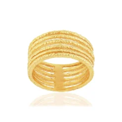 Bague plaqué or effet martelé