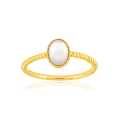 Bague plaqué or et nacre blanche