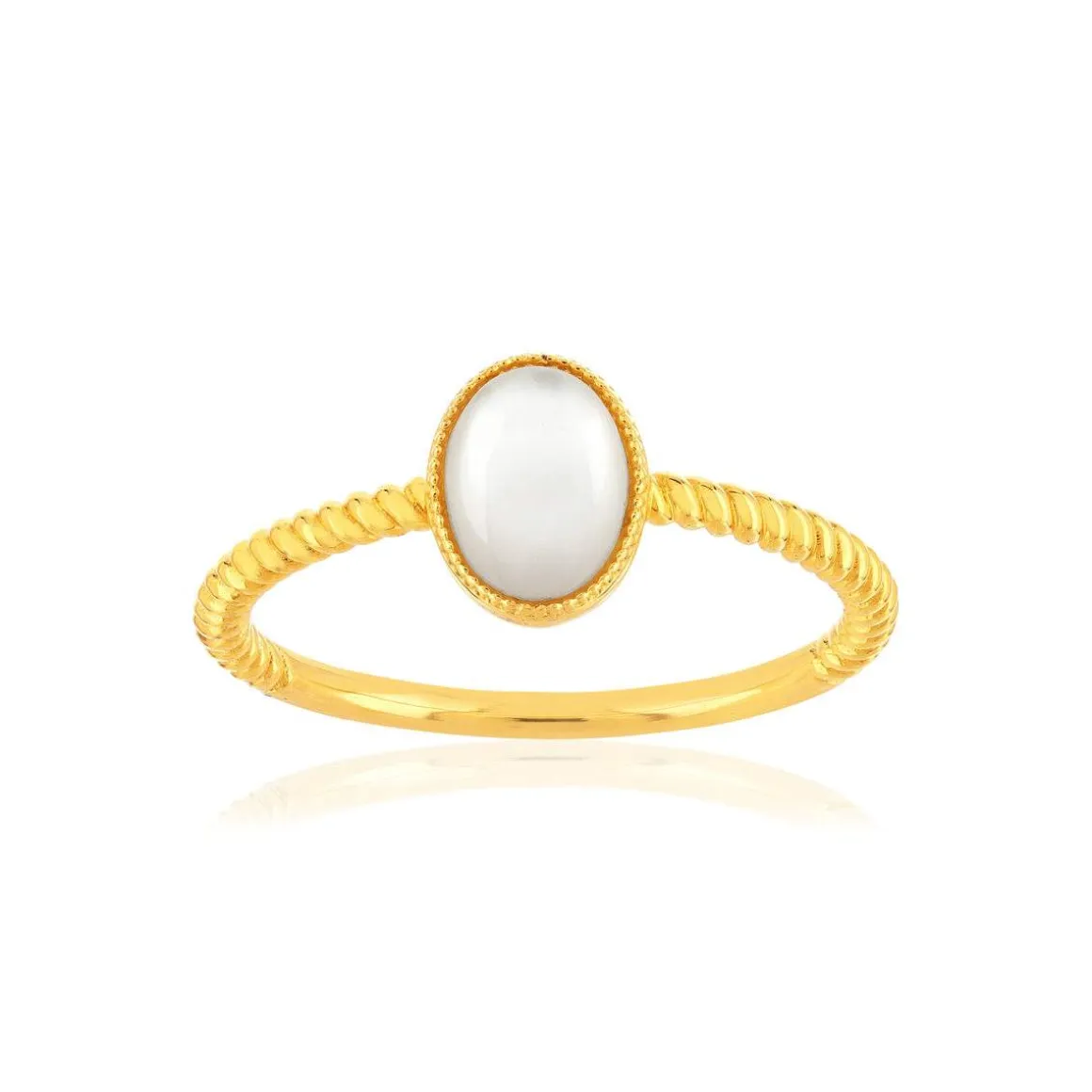 Bague plaqué or et nacre blanche