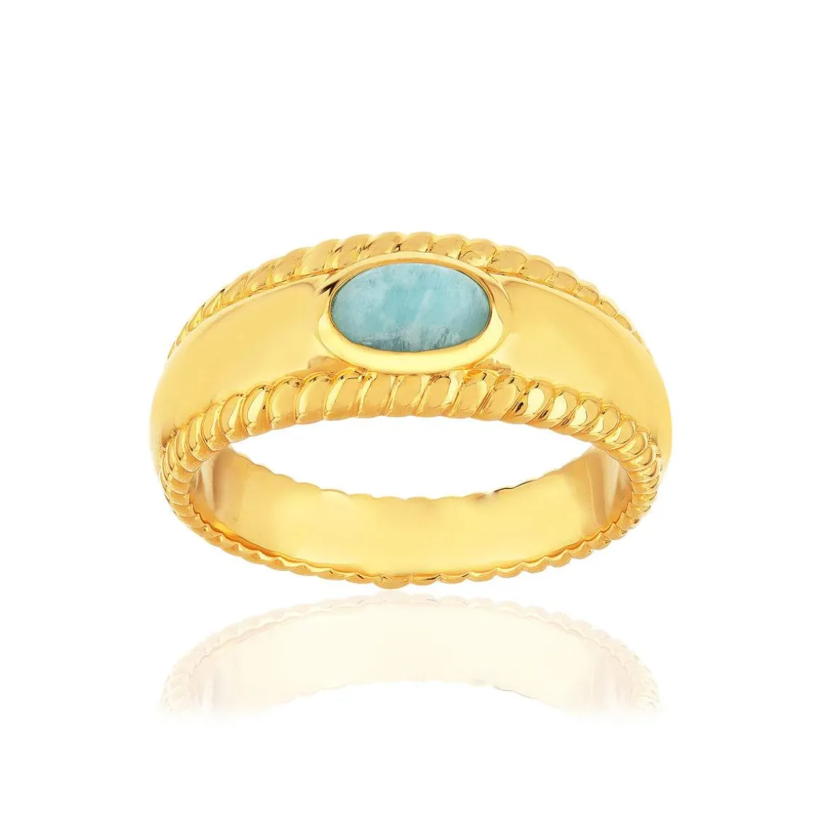 Bague plaqué or jaune amazonite