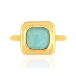 Bague plaqué or jaune amazonite