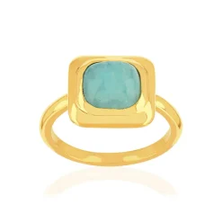 Bague plaqué or jaune amazonite