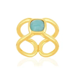 Bague plaqué or jaune amazonite