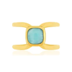 Bague plaqué or jaune amazonite