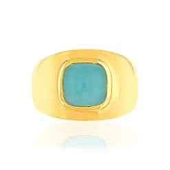 Bague plaqué or jaune amazonite