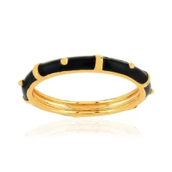 Bague plaqué or jaune et résine noire