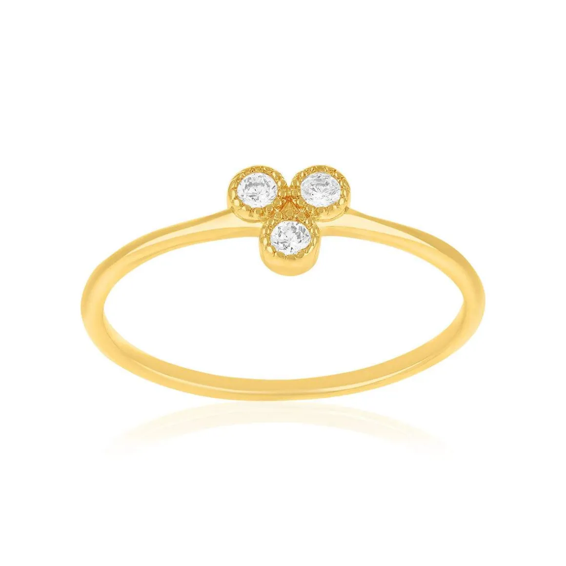 Bague plaqué or jaune et zirconias