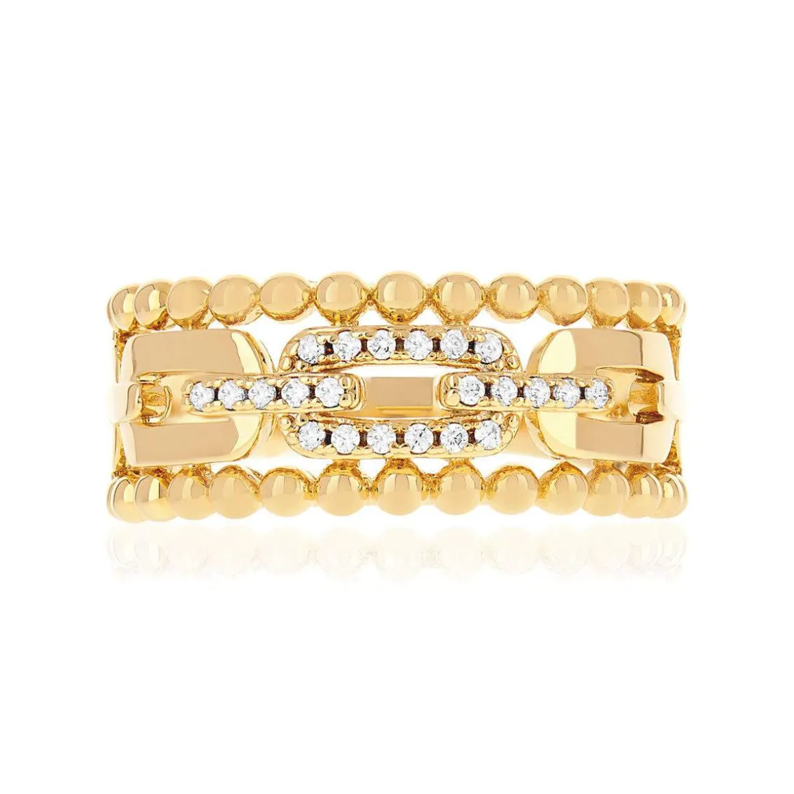 Bague plaqué or jaune et zirconias