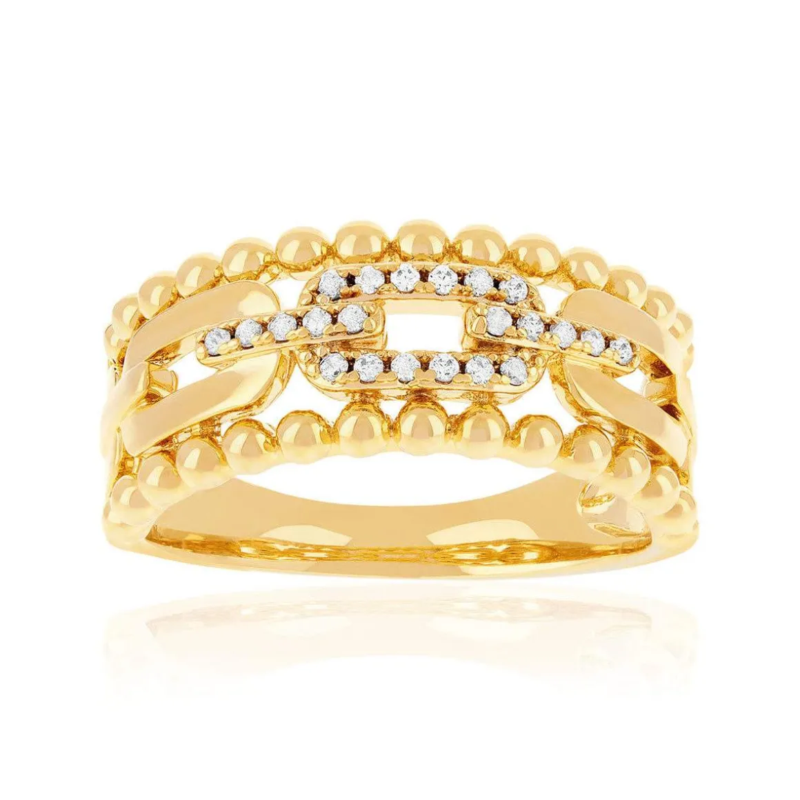 Bague plaqué or jaune et zirconias