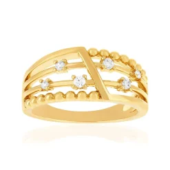Bague plaqué or jaune et zirconias