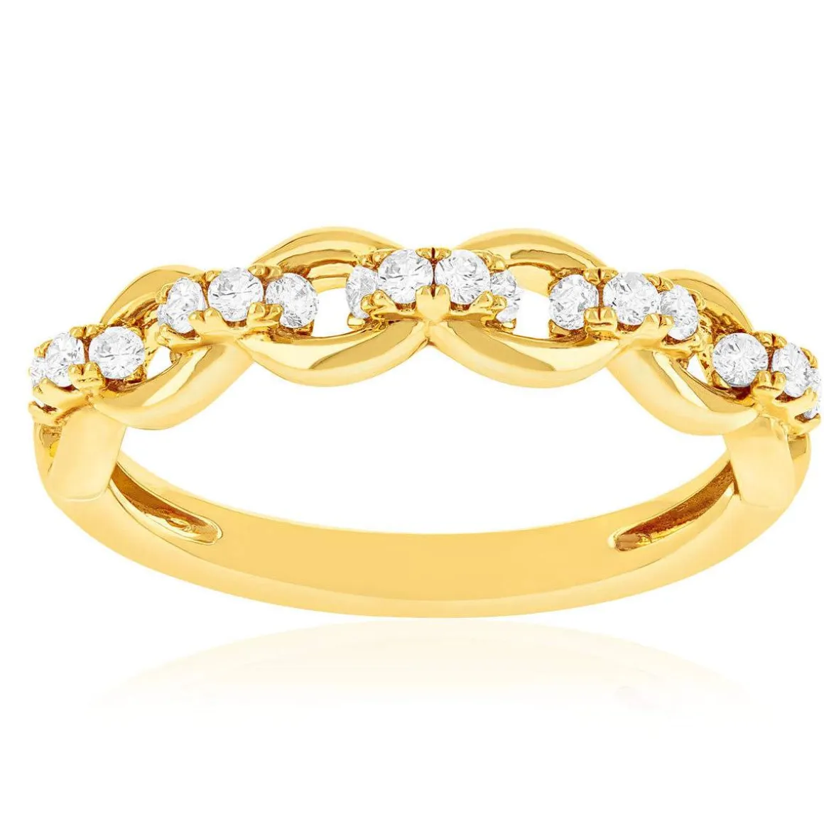 Bague plaqué or jaune et zirconias