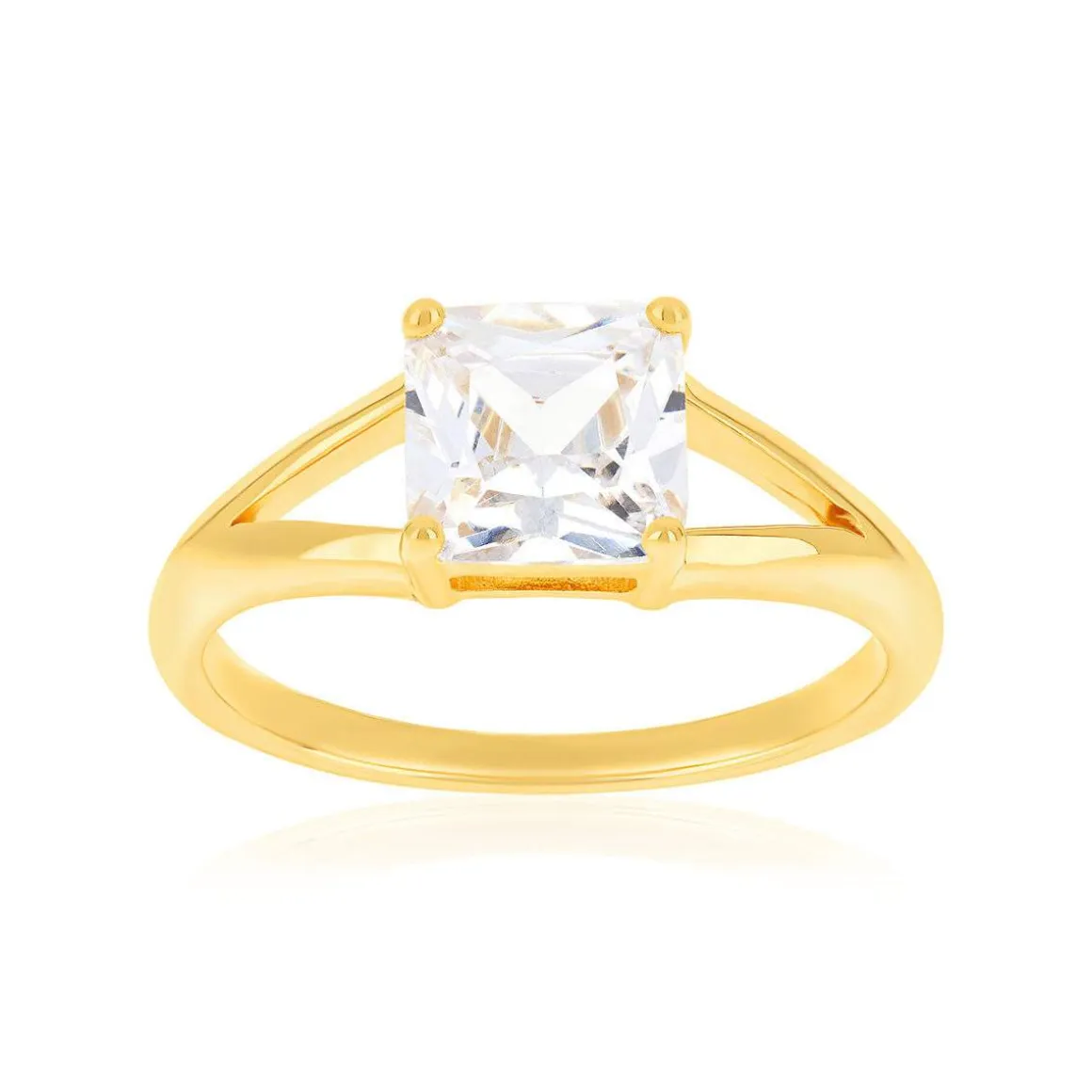 Bague plaqué or jaune et zirconias