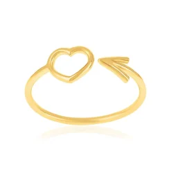 Bague plaqué or jaune flèche et coeur