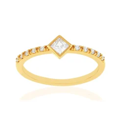 Bague plaqué or jaune losange et zirconias