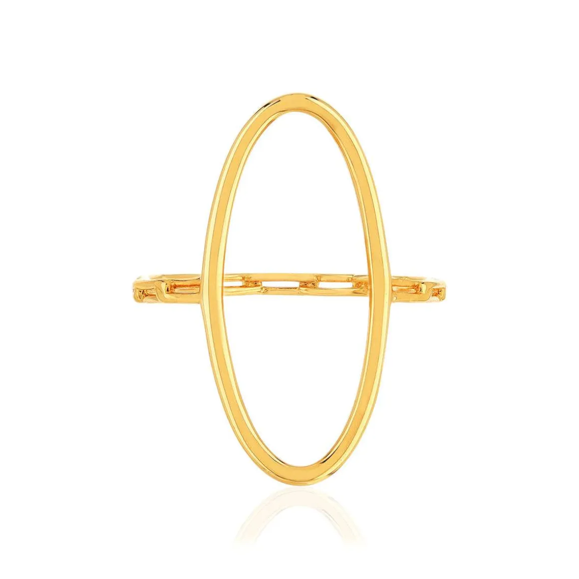 Bague plaqué or jaune, motif ovale style chaînage