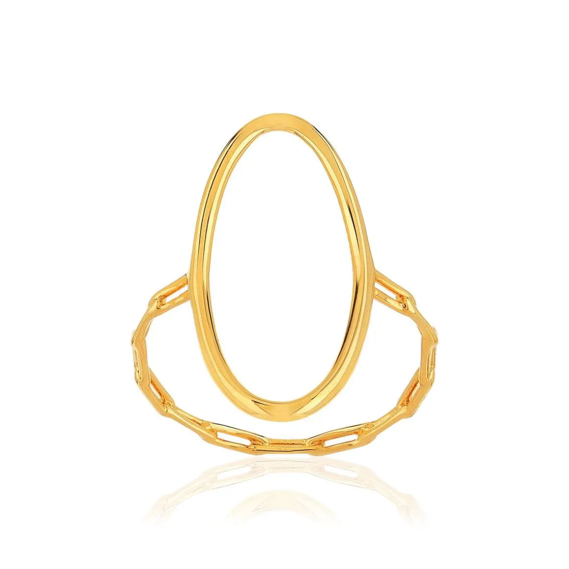 Bague plaqué or jaune, motif ovale style chaînage