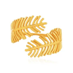 Bague plaqué or jaune, motif plume