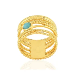 Bague plaqué or jaune perlée amazonite