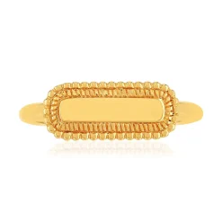 Bague plaqué or jaune perlée rectangulaire