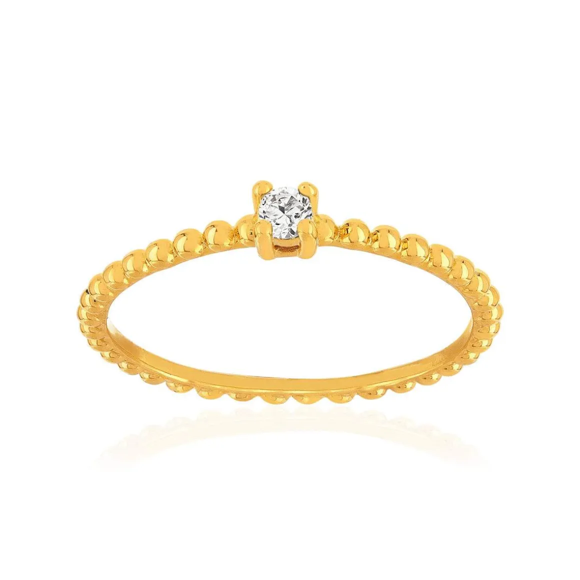 Bague plaqué or jaune perlée zirconia