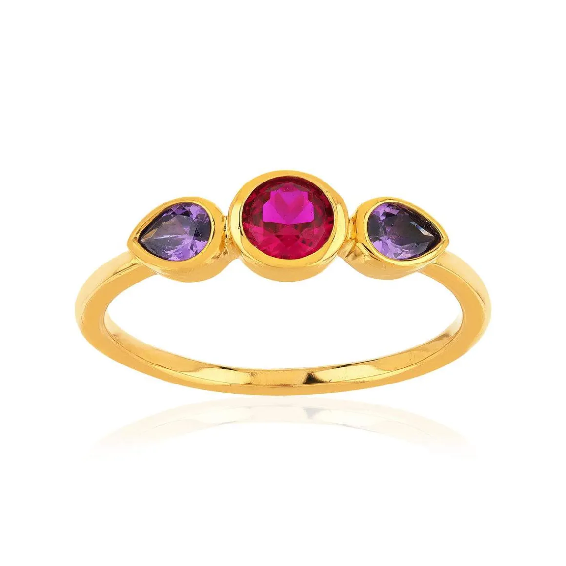 Bague plaqué or jaune pierres imitation