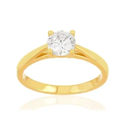 Bague plaqué or jaune zirconias serti 4 griffes