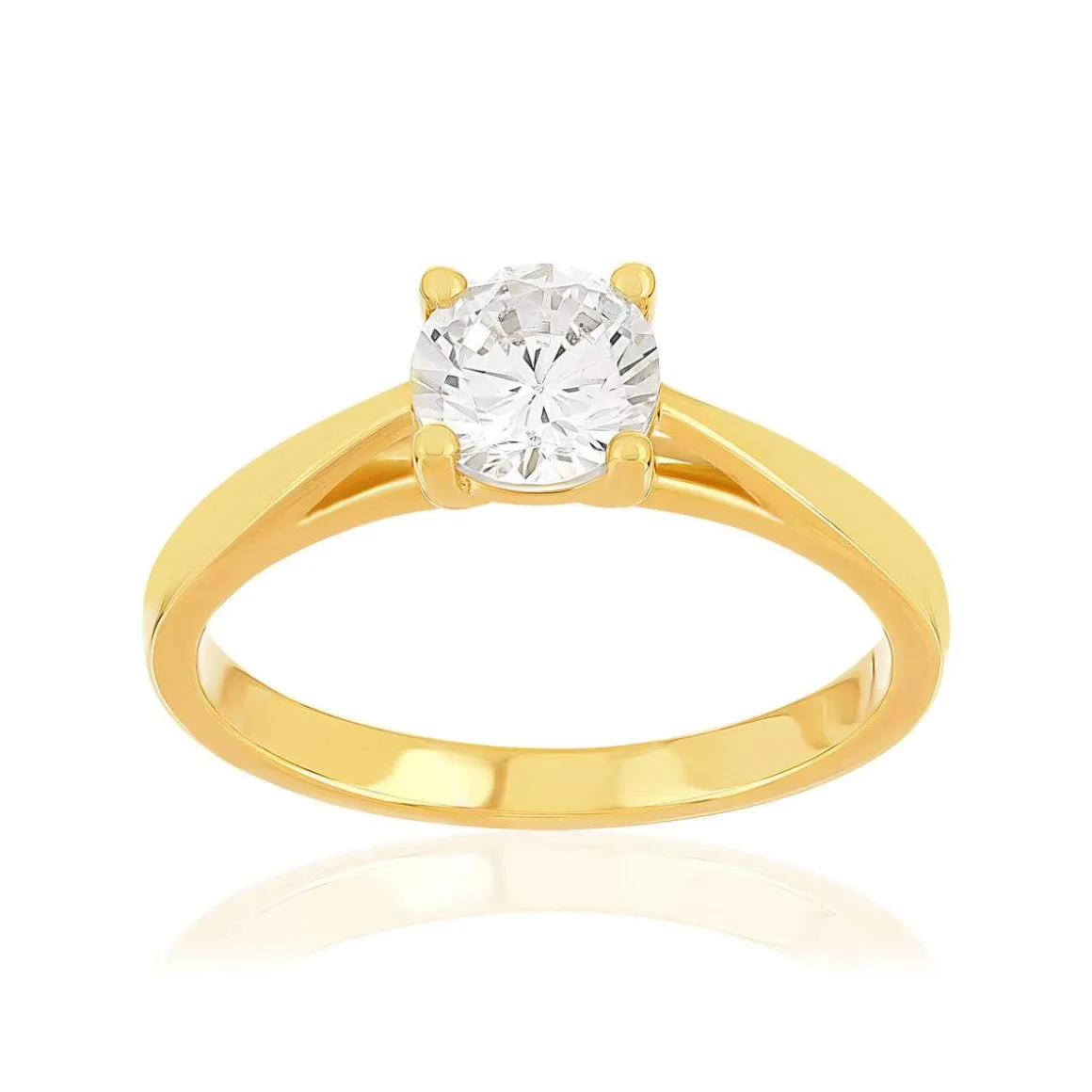 Bague plaqué or jaune zirconias serti 4 griffes