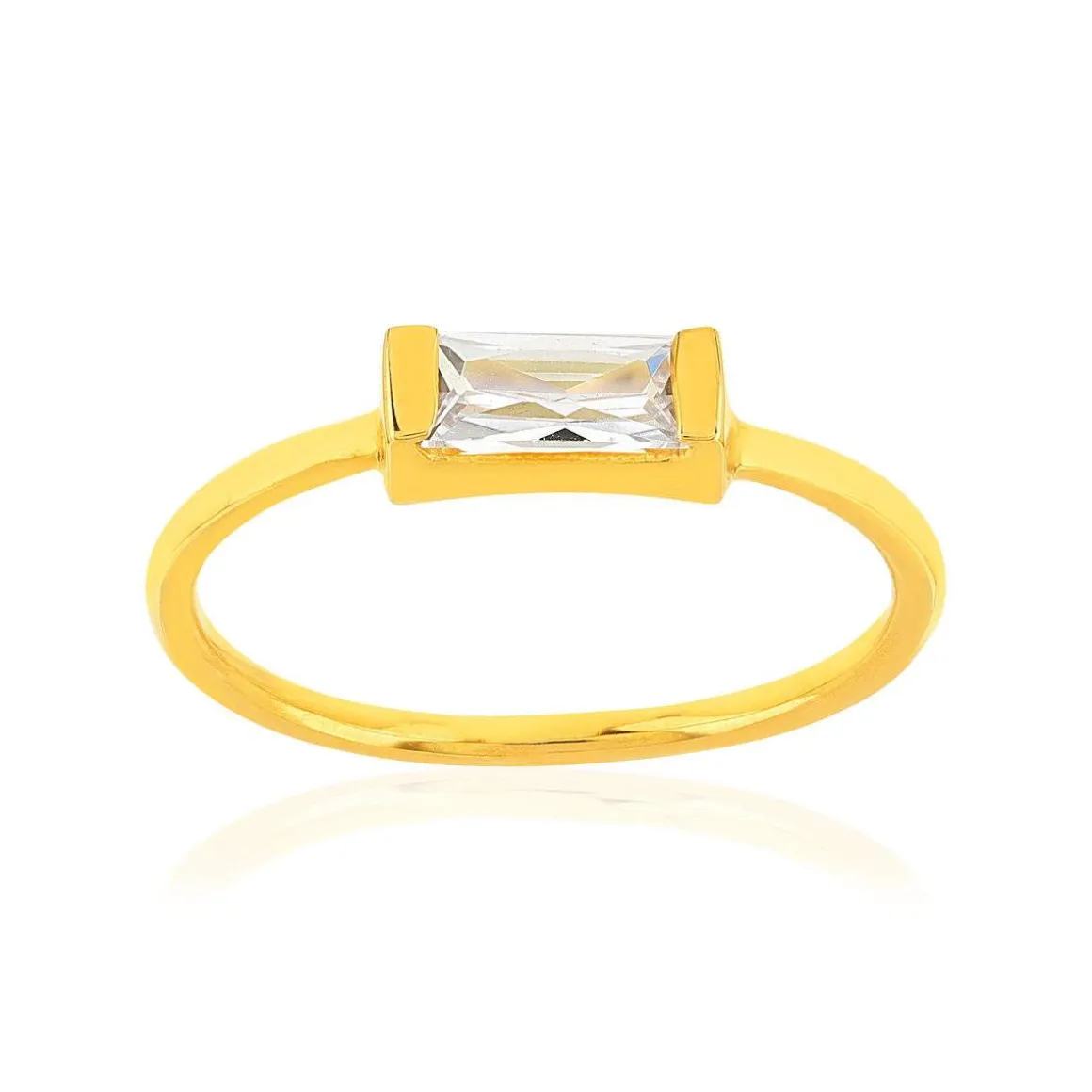 Bague plaqué or jaune zirconia blanc