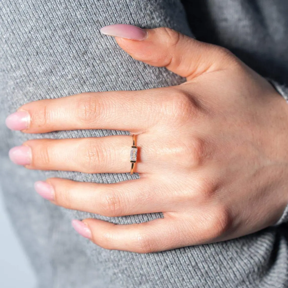 Bague plaqué or jaune zirconia blanc
