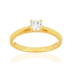Bague plaqué or jaune zirconias serti 4 griffes