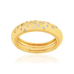 Bague plaqué or jaune zirconias blancs
