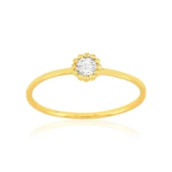 Bague plaqué or jaune zirconia blanc