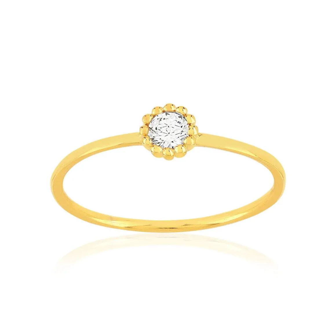Bague plaqué or jaune zirconia blanc
