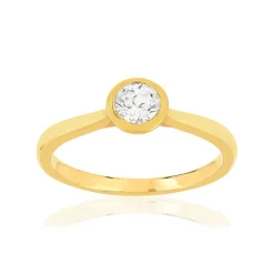 Bague plaqué or jaune zirconias serti clos