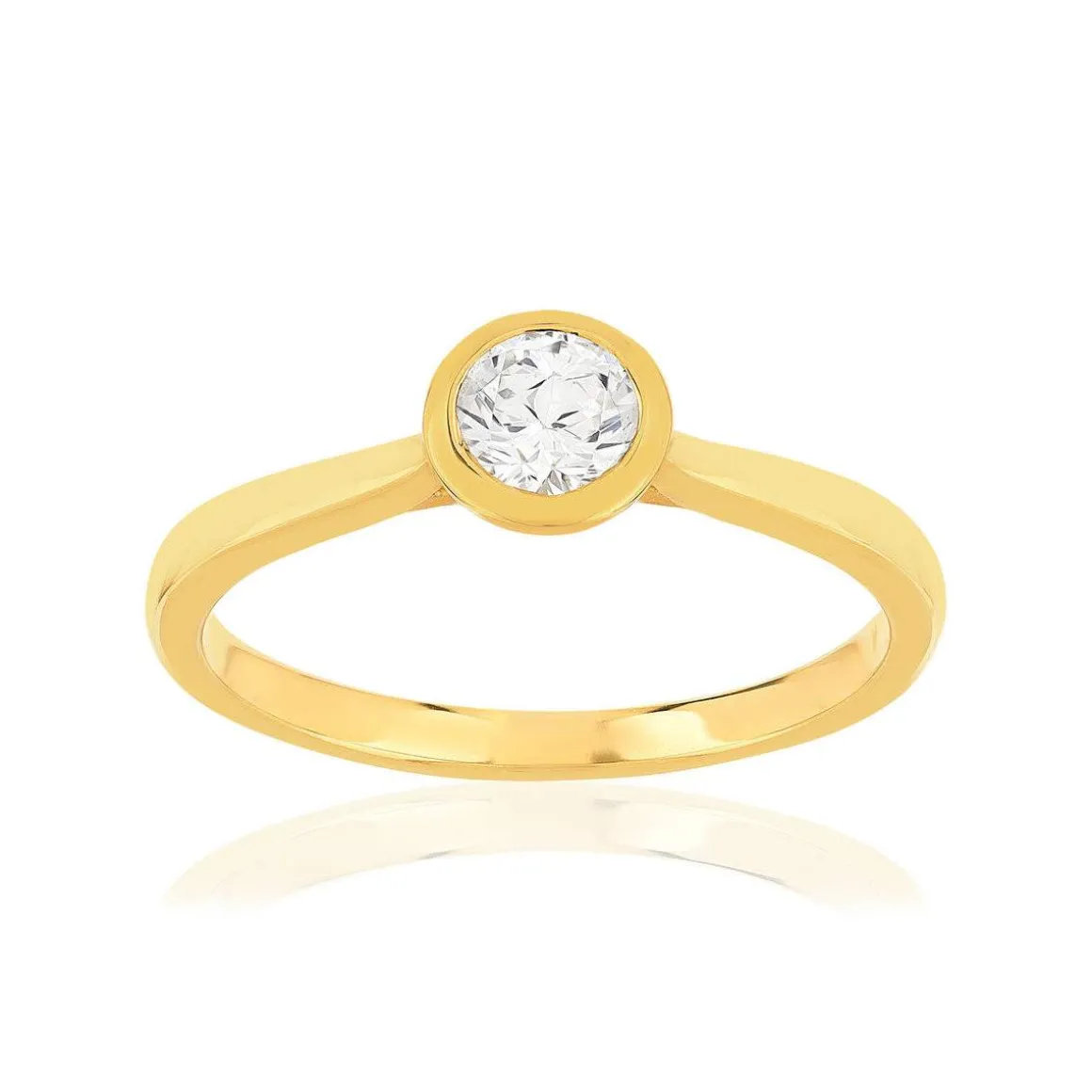 Bague plaqué or jaune zirconias serti clos