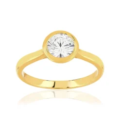 Bague plaqué or jaune zirconias serti clos