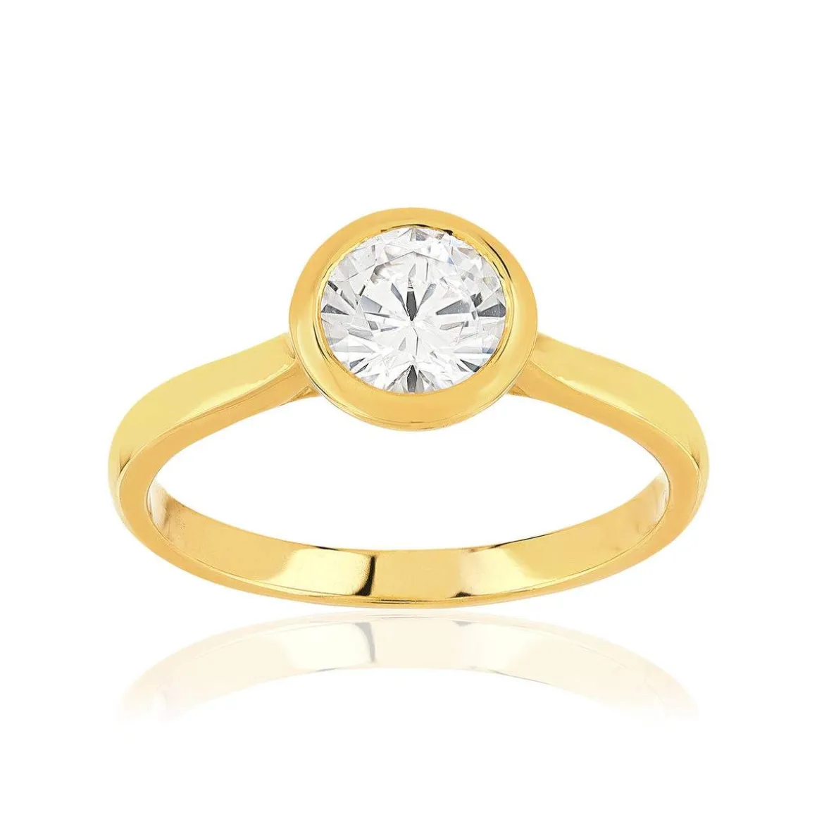 Bague plaqué or jaune zirconias serti clos