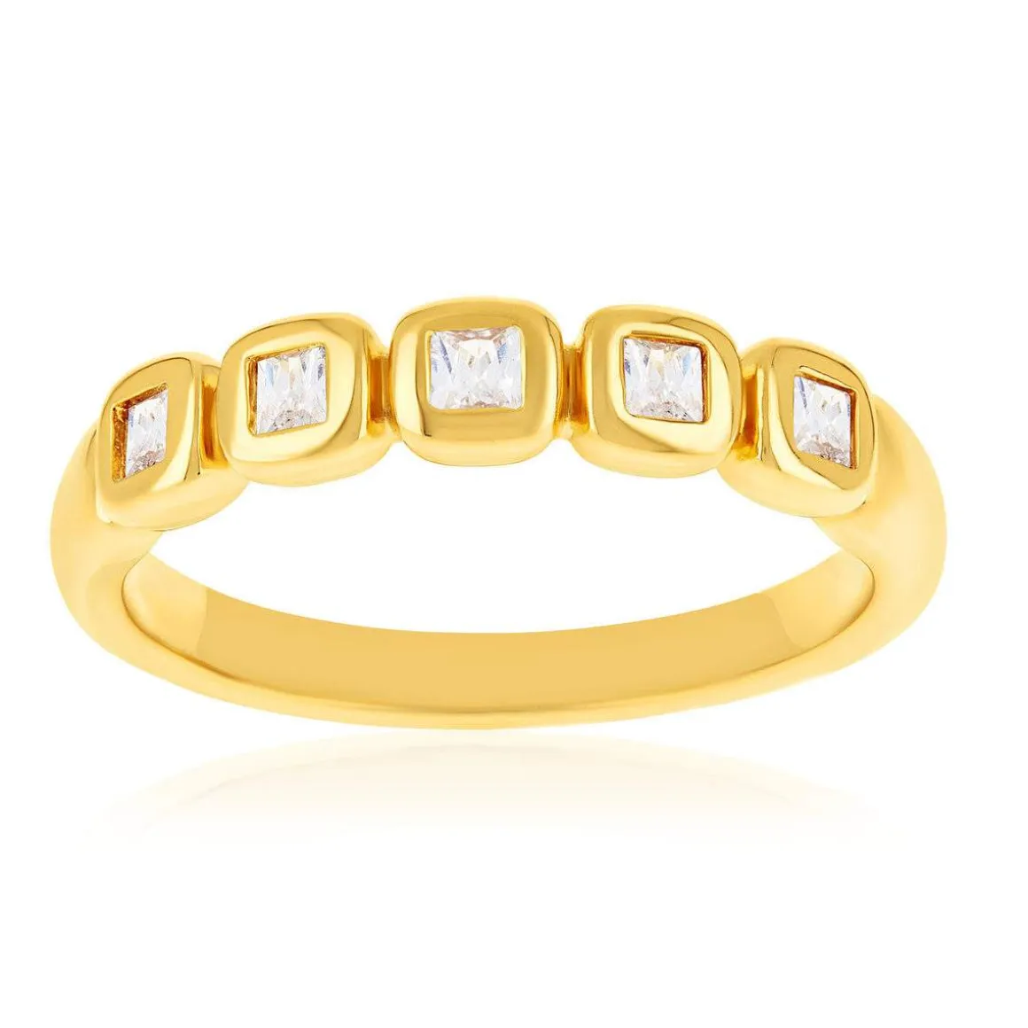 Bague plaqué or jaune zirconias