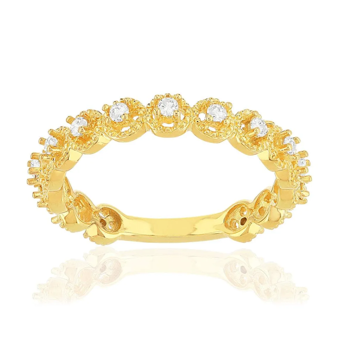Bague plaqué or jaune zirconias blancs