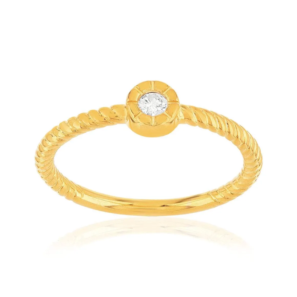 Bague plaqué or jaune zirconia blanc