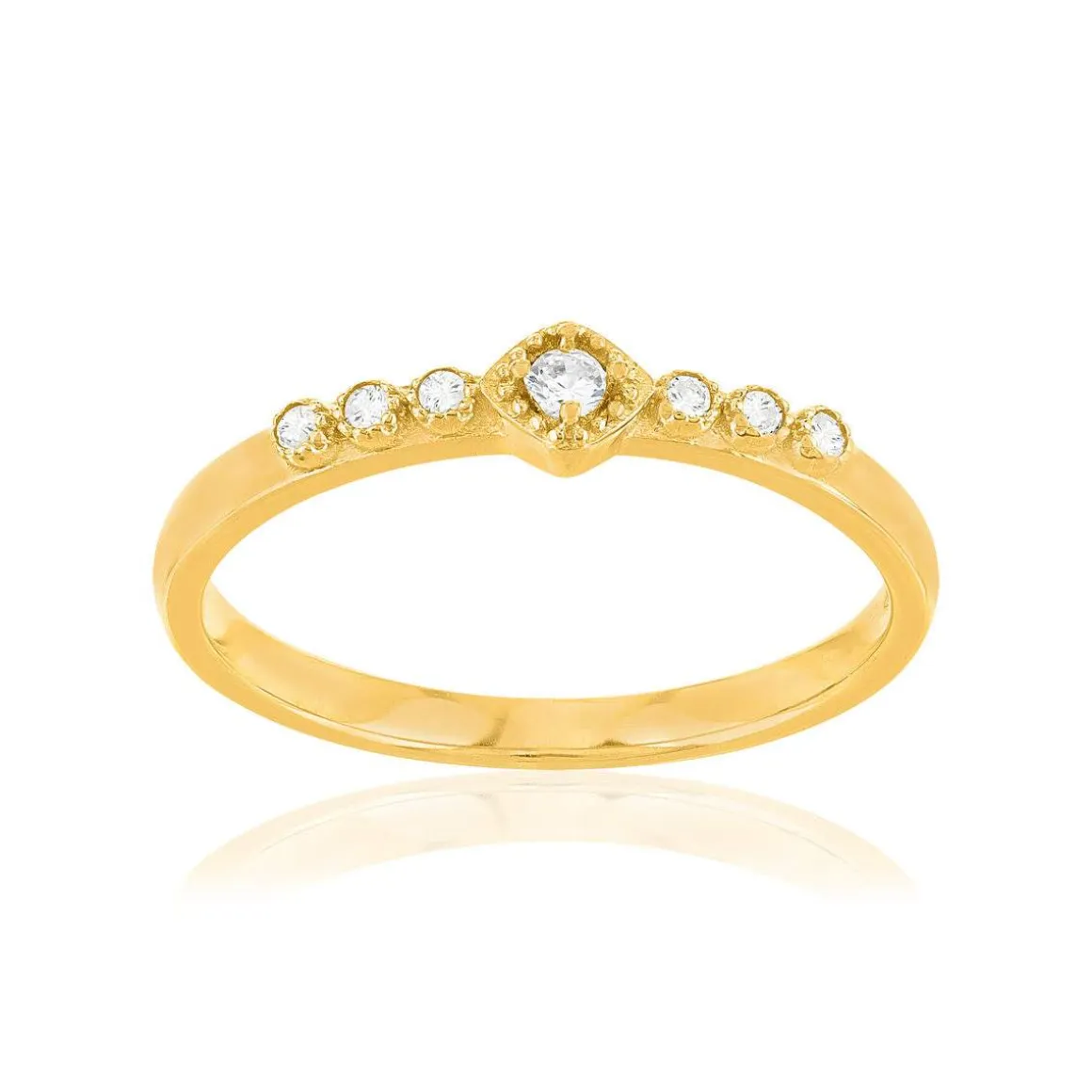 Bague plaqué or jaune zirconias blancs
