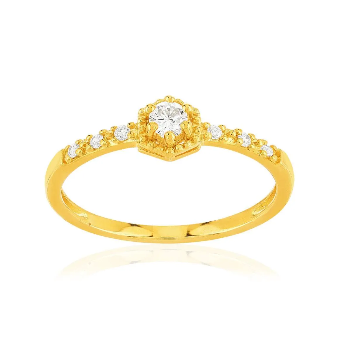Bague plaqué or jaune zirconias