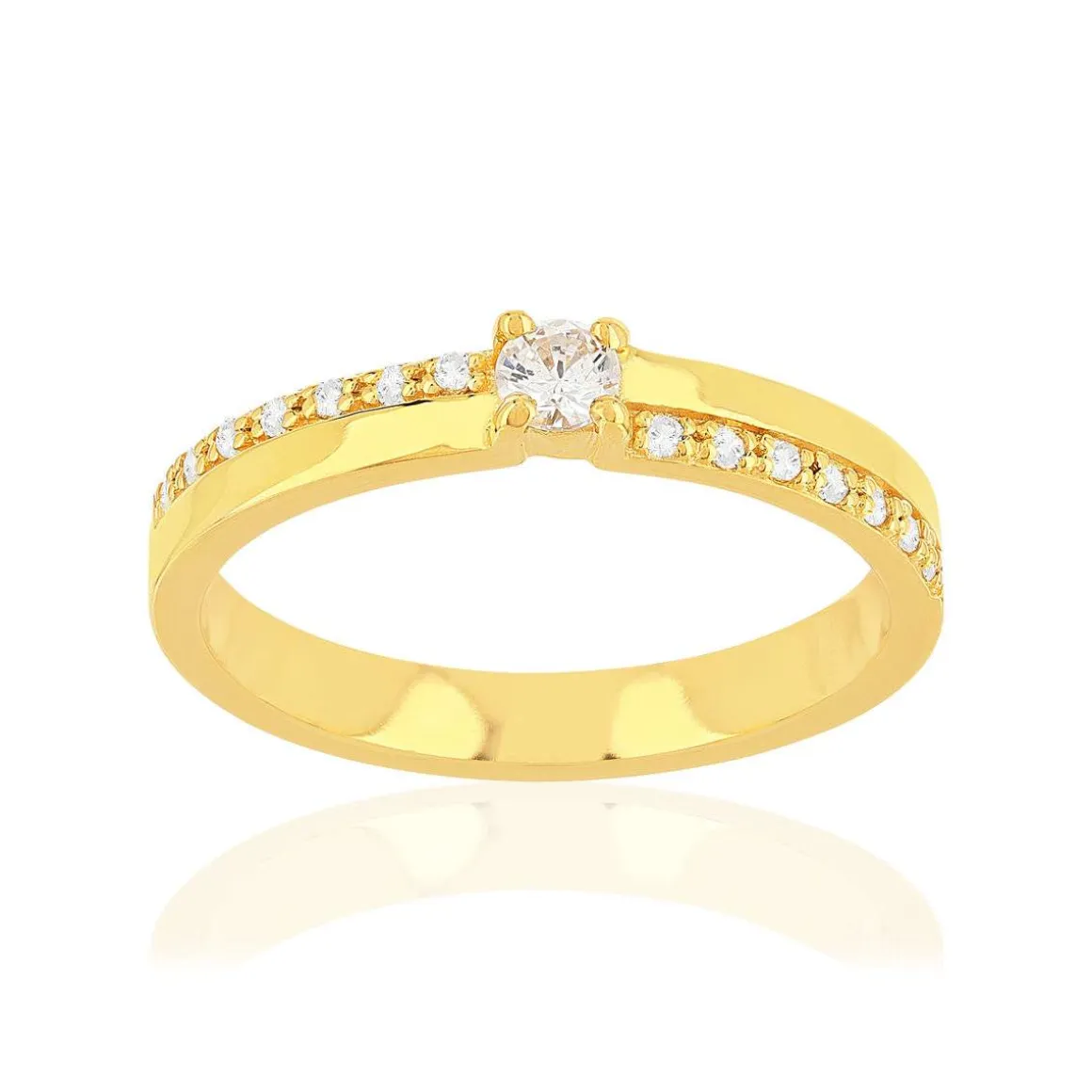 Bague plaqué or jaune zircons