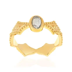 Bague plaqué or labradorite